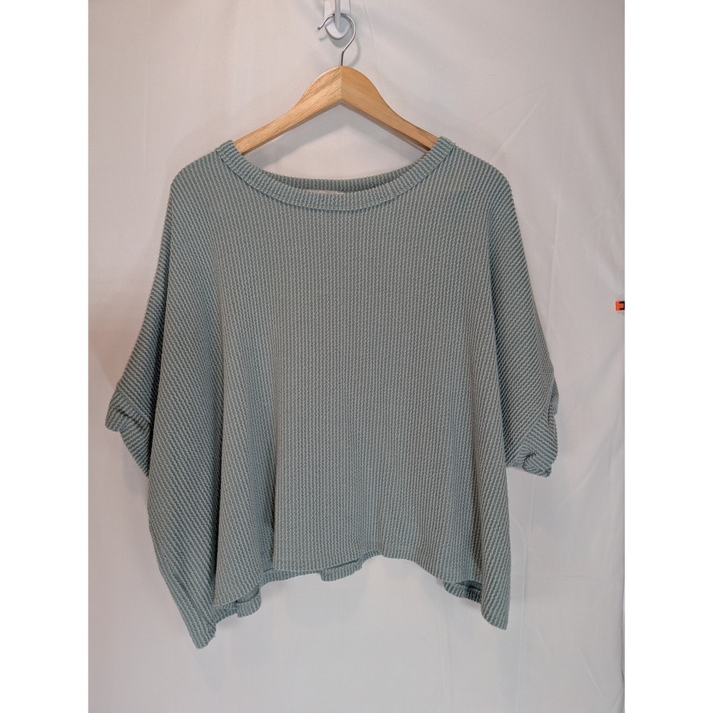 Charlotte Avery Sage Green Waffle Knit Dolman Sleeve Oversized Top Small 54004